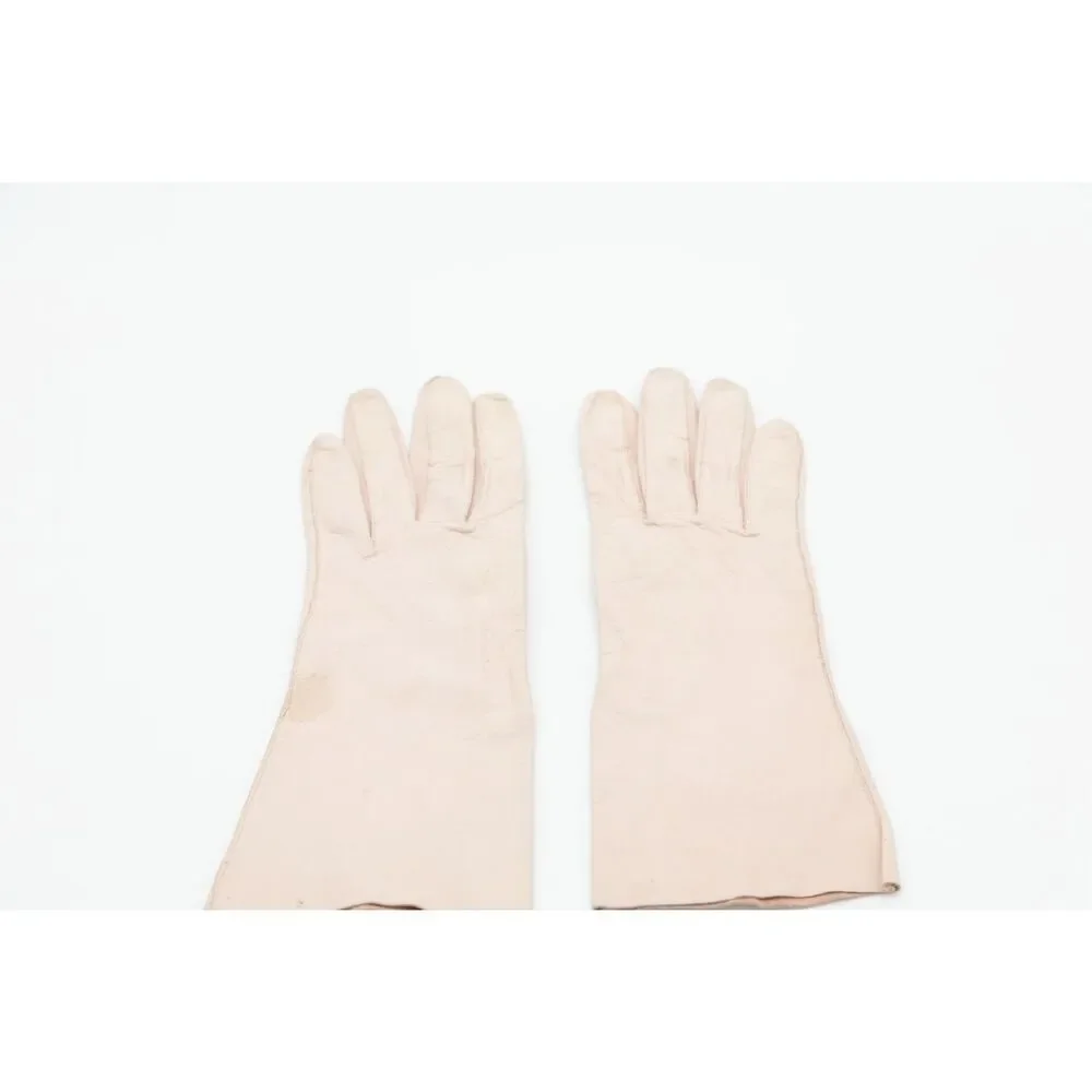 Vintage 1950s Kid Leather Gloves Women’s Size 7 Pink Blue‎ Stamp 10” Long